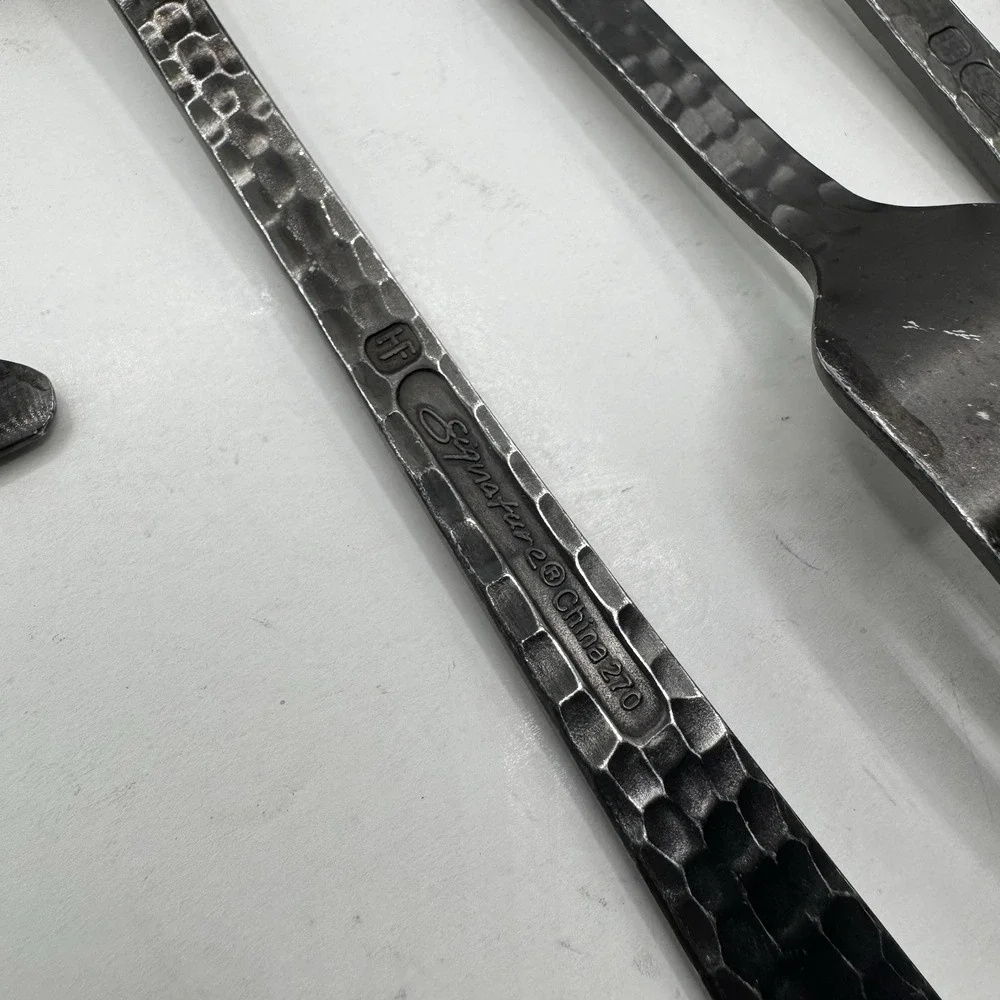Hampton Forge Signature Gun Metal 22pc Hammered Stainless Mixed Flatware